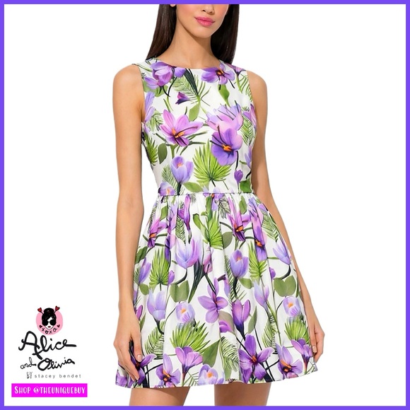 Alice + Olivia Dresses & Skirts - Alice + Olivia Joyce Floral Lavender White Mini Dress